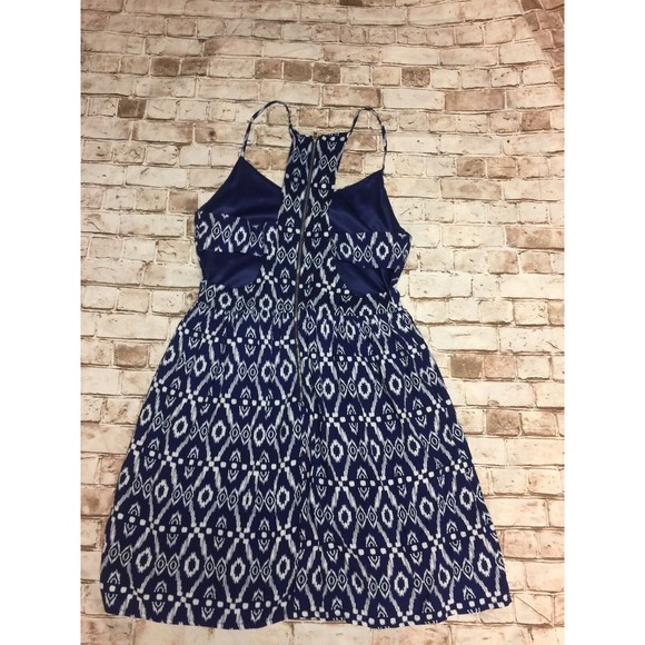 EVERLY Navy Blue White Sun Dress Halter Back Medium M Sleeveless - Picture 5 of 11